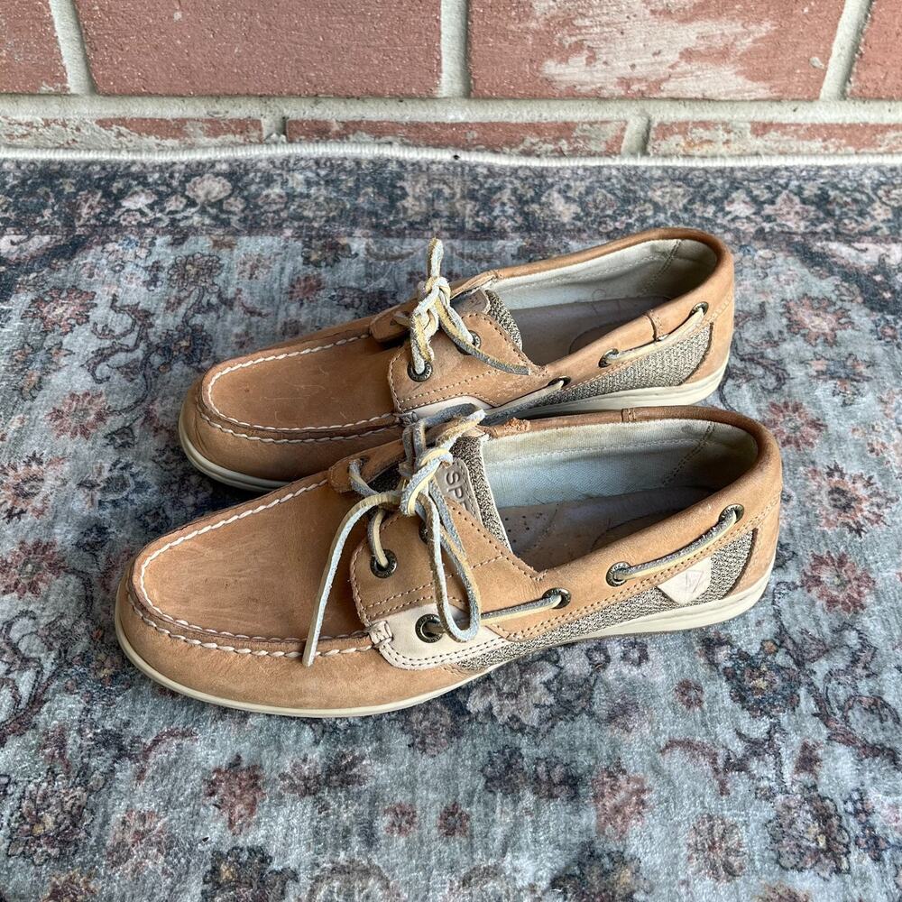 Sperry Koifish Linen Oat Leather Boat Shoes / Women's 7.5 M / Flats STS95589